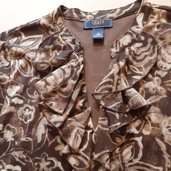 CHAPS DENIM/ 3/4 SLEEVE BLOUSE/MEDIUM - Picture 1 of 7